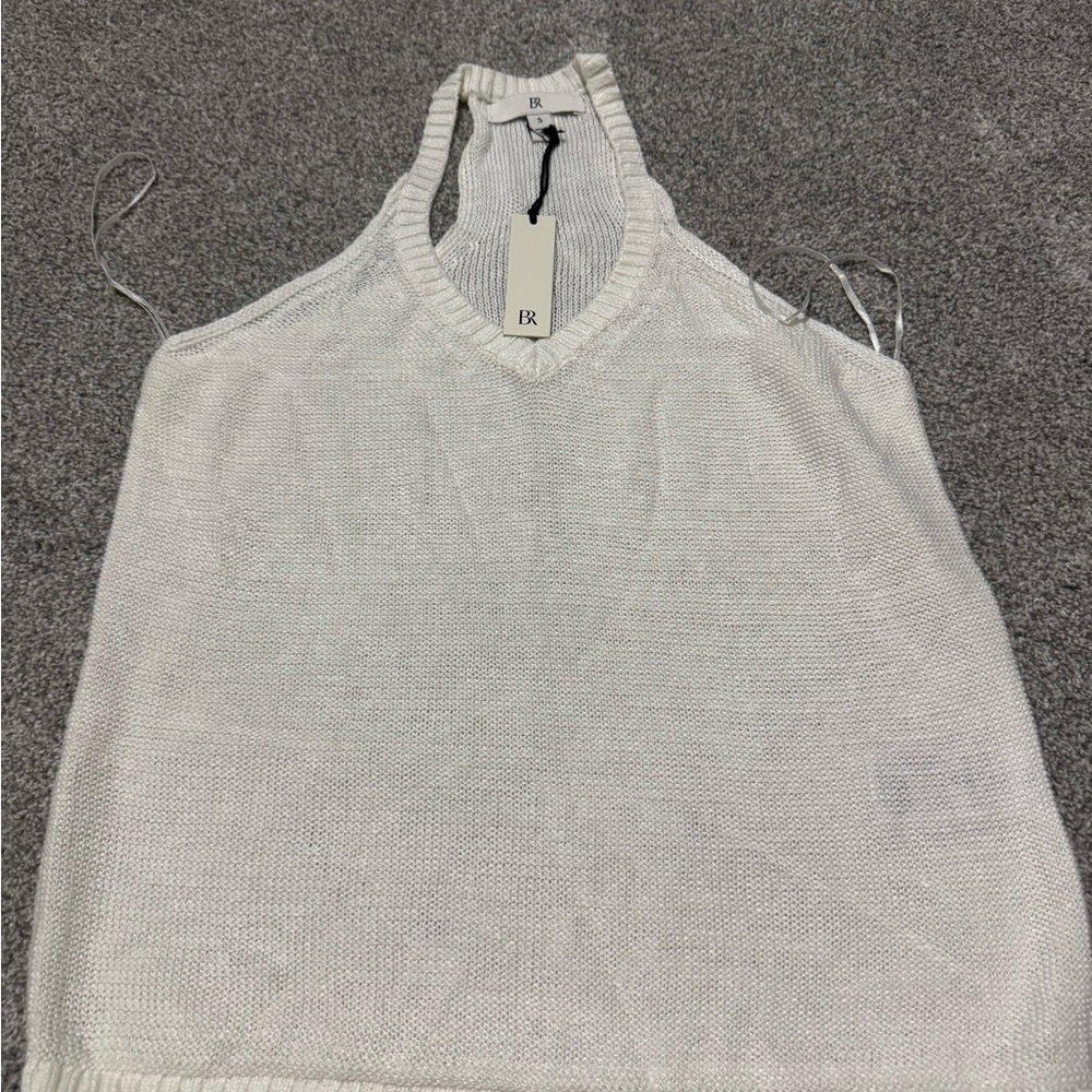 Banana Republic White Ribbed Halter Tank Top